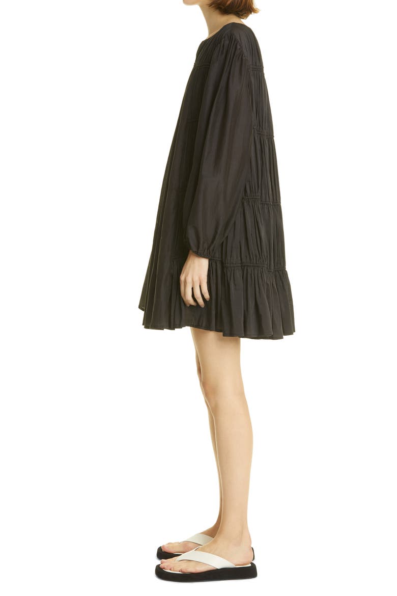Siddal Tiered Long Sleeve Minidress, Alternate, color, BLACK