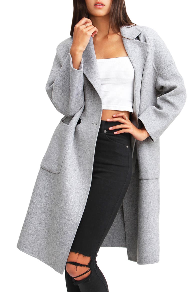 Publisher Double-Breasted Wool Blend Coat, Main, color, GREY MARLE