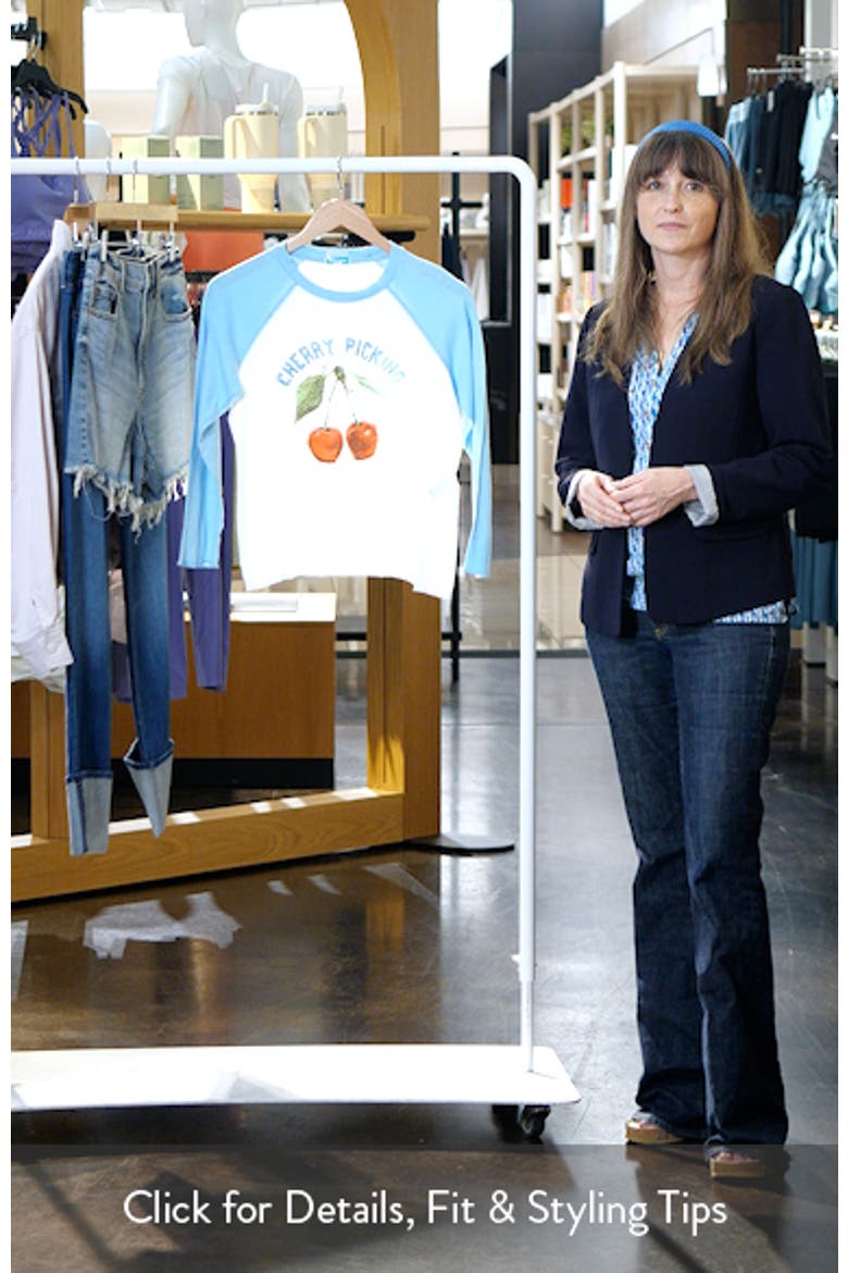The Sporty Concert Cherry Picking Graphic Baseball T-Shirt (Women