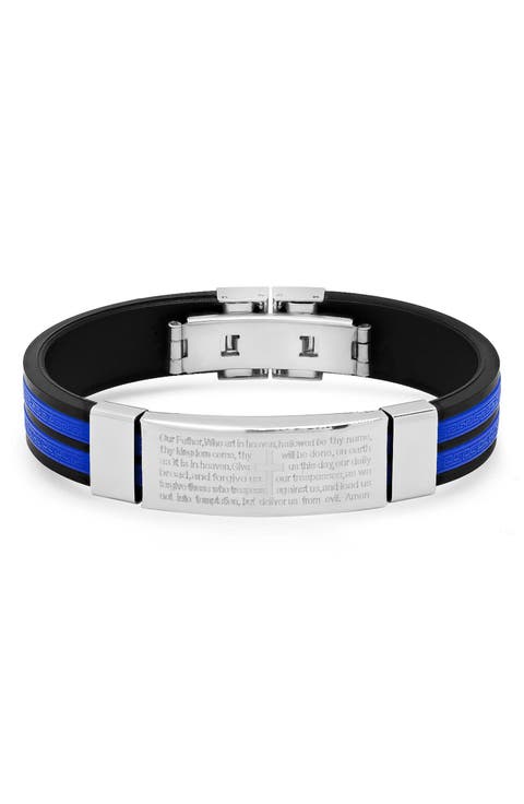 Men's Lord's Prayer Rubber & Stainless Steel Bracelet