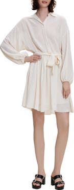 maje Rialto Embroidered Long Sleeve Shirtdress
