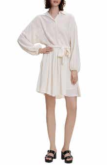 maje Rialto Embroidered Long Sleeve Shirtdress