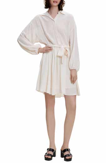 maje Rialto Embroidered Long Sleeve Shirtdress