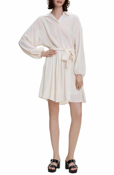 maje Rialto Embroidered Long Sleeve Shirtdress
