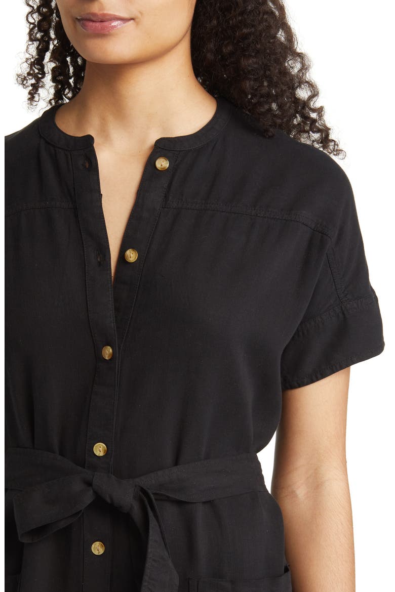 Tie Waist Shirtdress, Alternate, color, BLACK