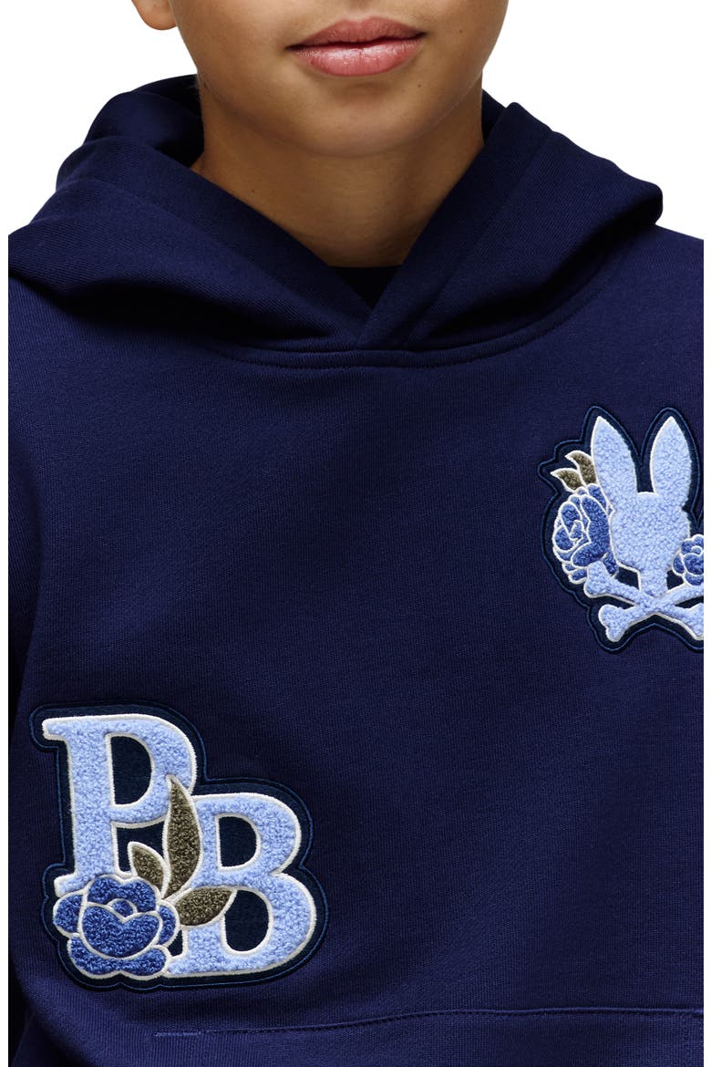 Kids' Auguste Floral Patch Hoodie, Alternate, color, EVENING BLUE