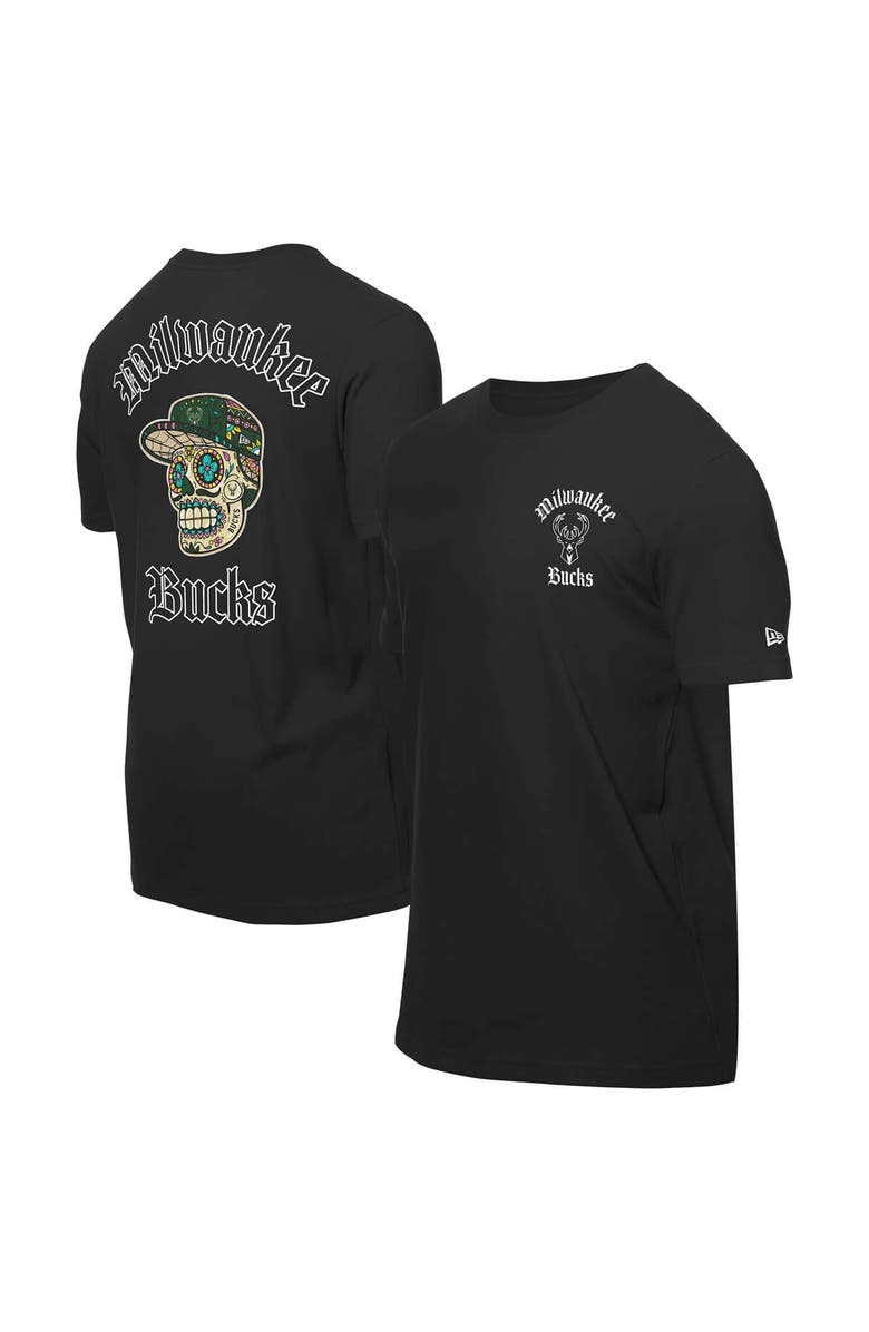 New Era Men's New Era Black Milwaukee Bucks Sugar Skulls T-Shirt, Alternate, color, Black