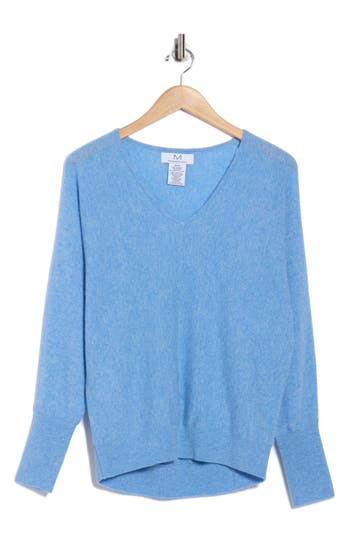 Magaschoni Cashmere V-neck Dolman Sweater In Blue