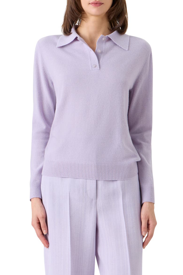 Cashmere Polo Sweater, Main, color, MALVA