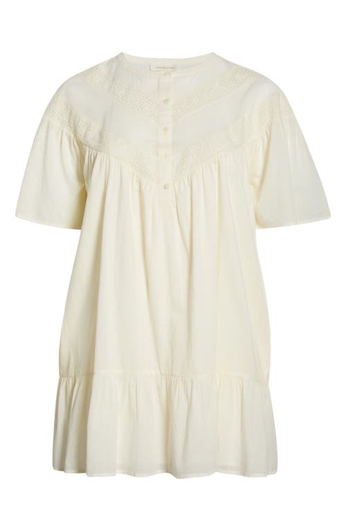 Treasure & Bond Lace Yoke Cotton Shift Dress In White