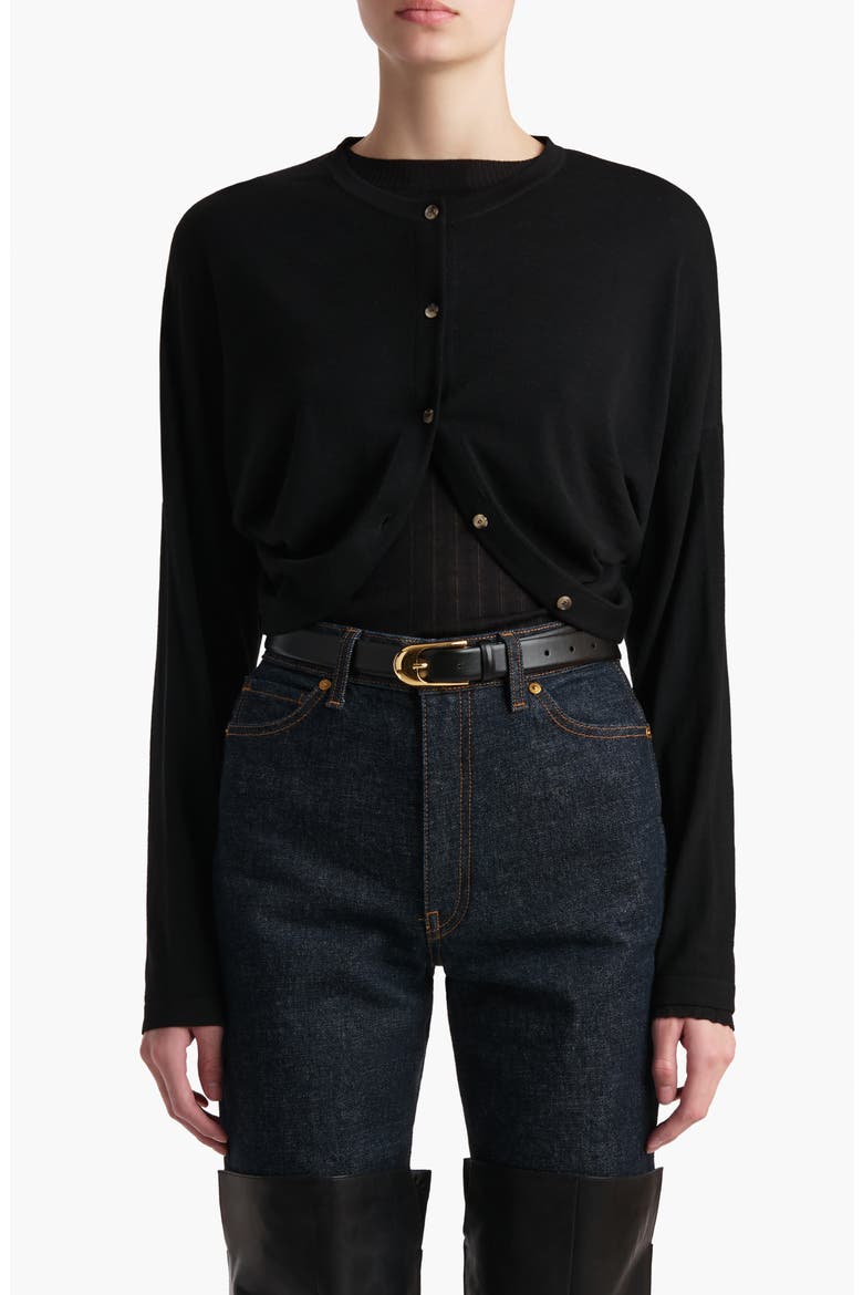 Finn Wool Blend Crop Cardigan, Main, color, BLACK