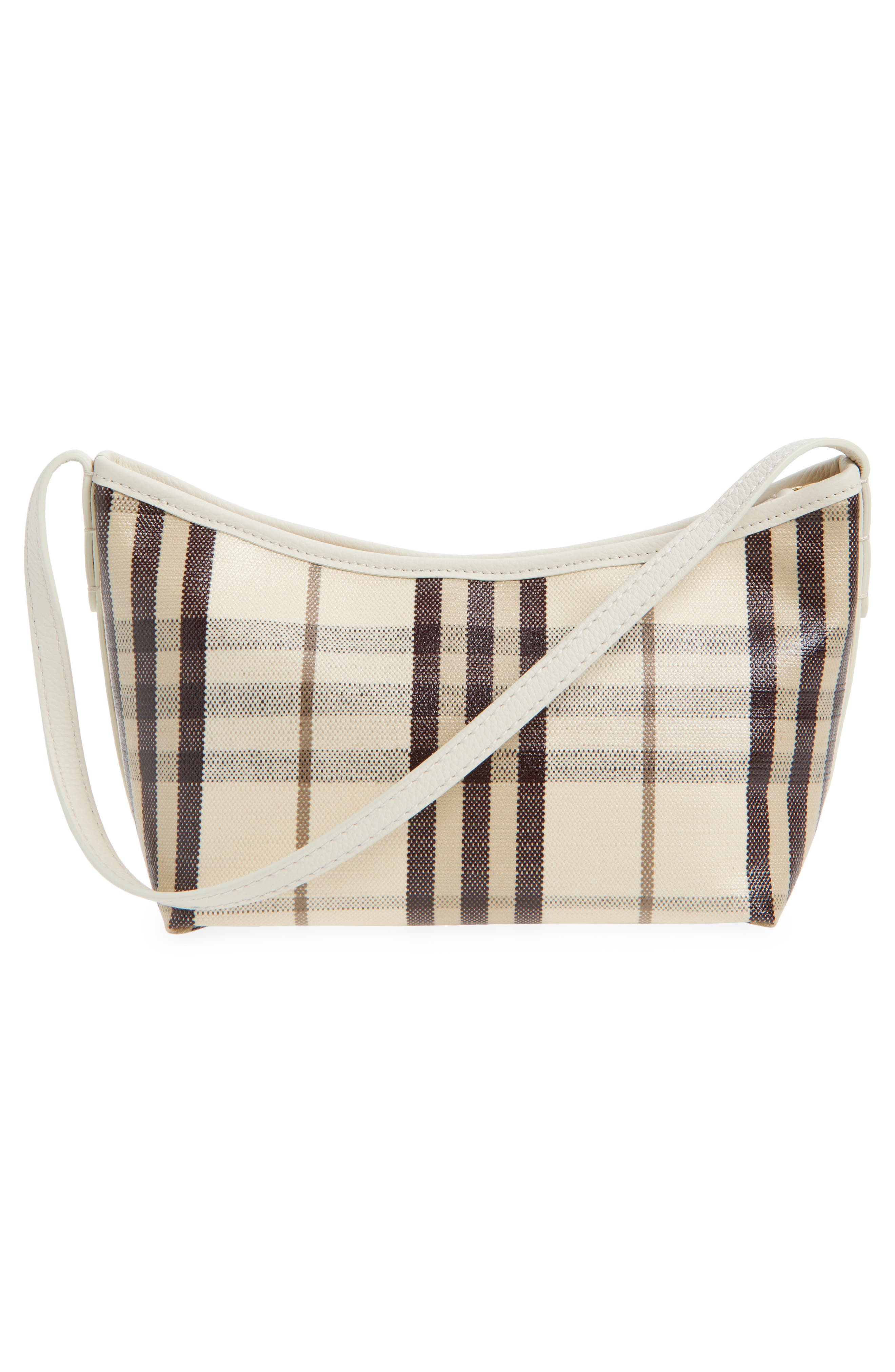 Burberry Highlands Check Coated Canvas Baguette Bag, Alternate, color, Light Beige