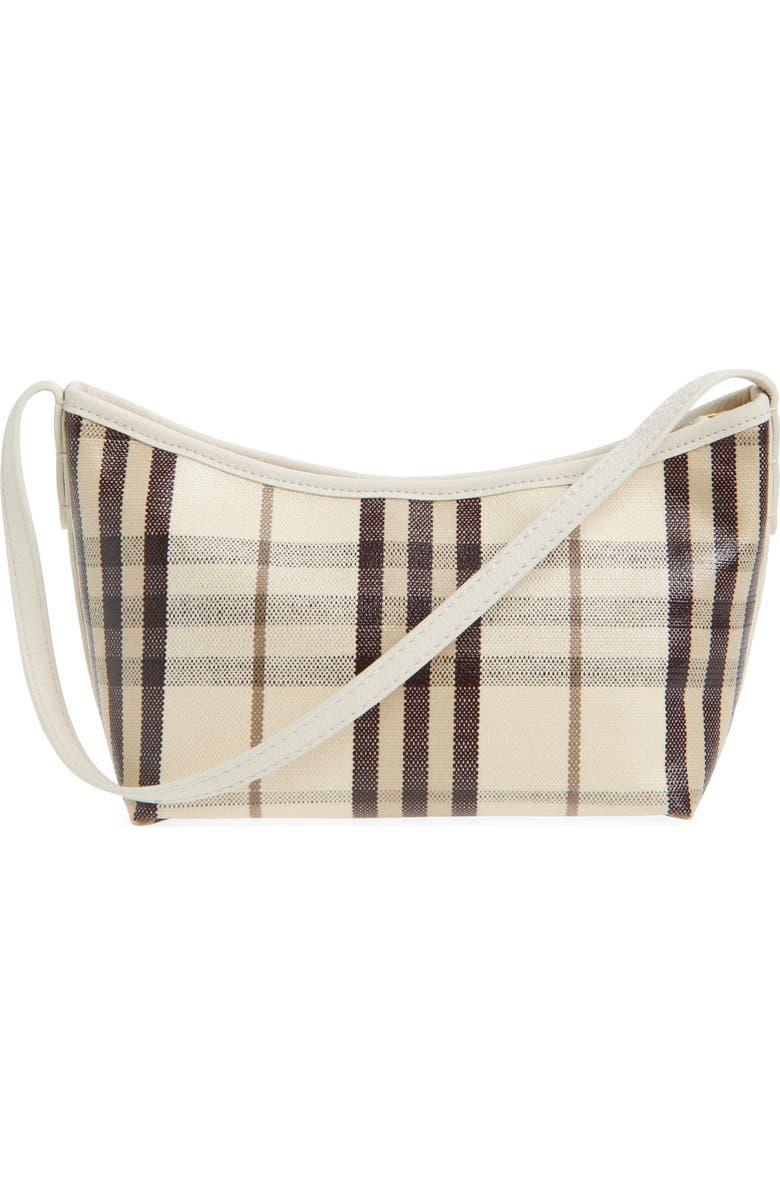Burberry Highlands Check Coated Canvas Baguette Bag, Alternate, color, Light Beige