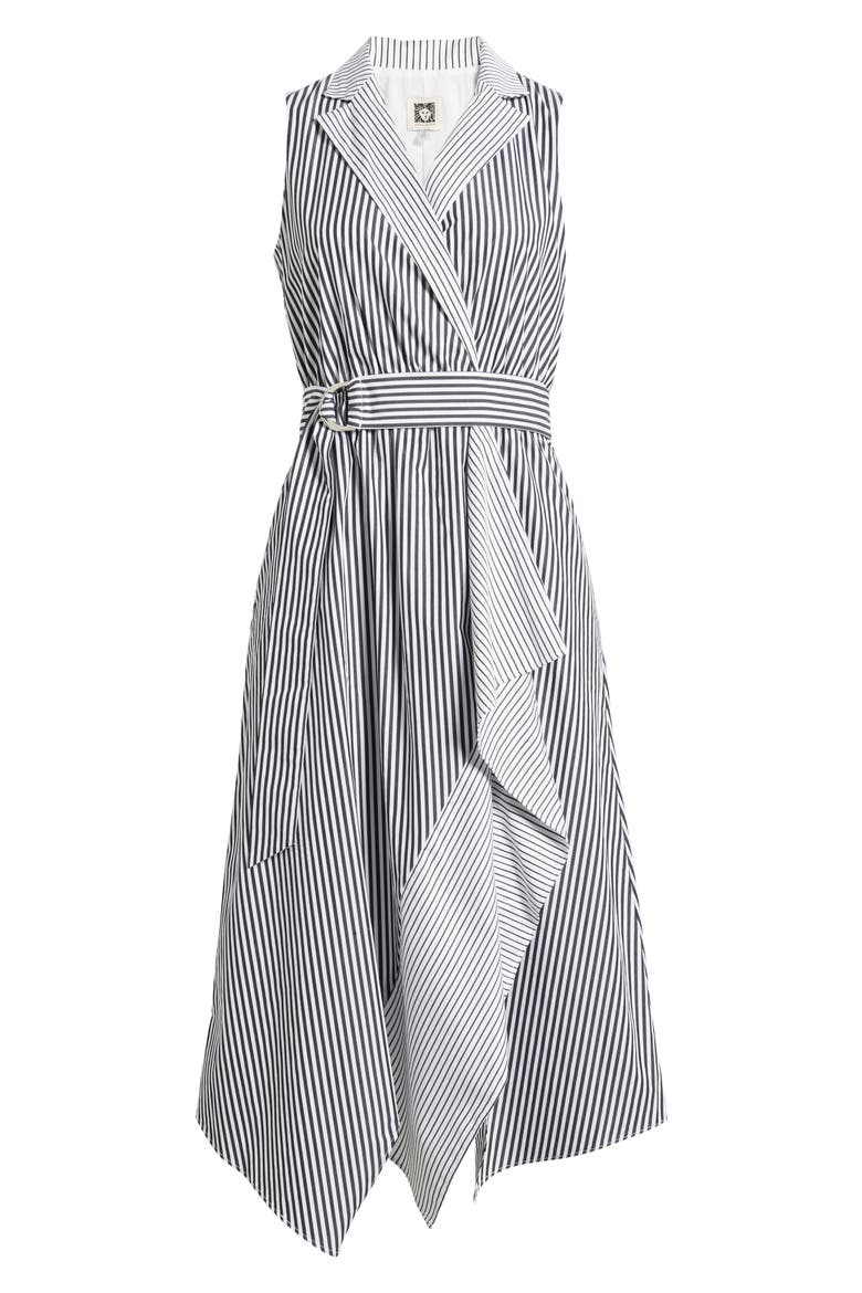 Belted Sleeveless Wrap Midi Dress, Alternate, color, ANNE WHITE/ ANNE BLACK