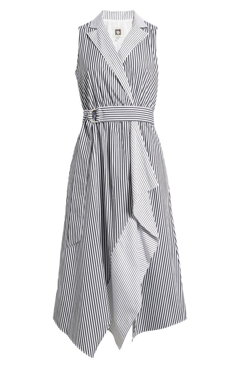 Anne Klein Belted Sleeveless Wrap Midi Dress, Alternate, color, Anne White/ Anne Black