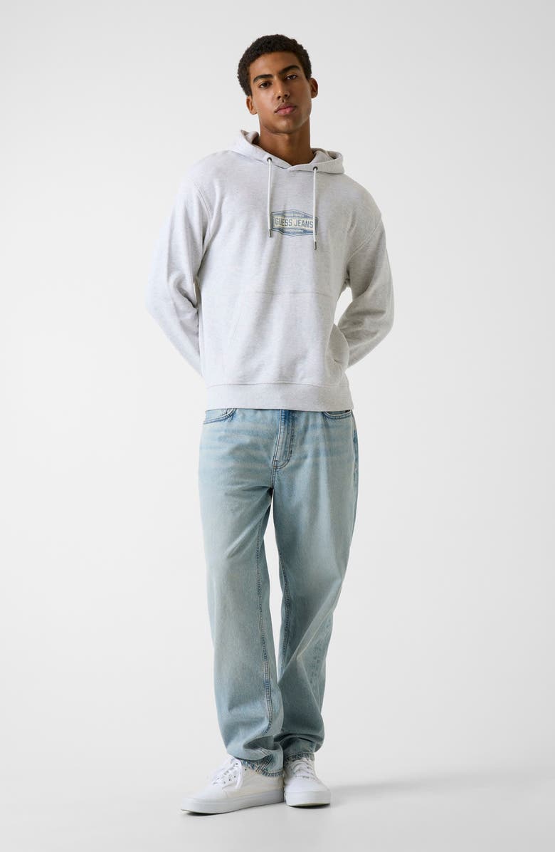 GUESS JEANS Trademark Cotton Fleece Hoodie, Alternate, color, Heather Grey