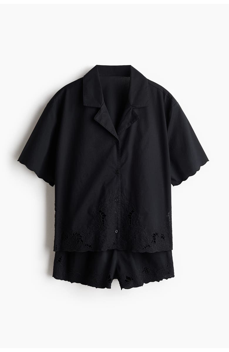 H&M Broderie Anglaise Pyjamas, Alternate, color, Black