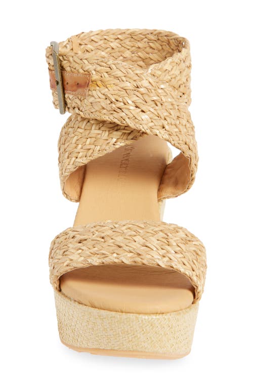 Chocolat Blu Isabel Ankle Strap Platform Wedge Sandal In Natural Raffia
