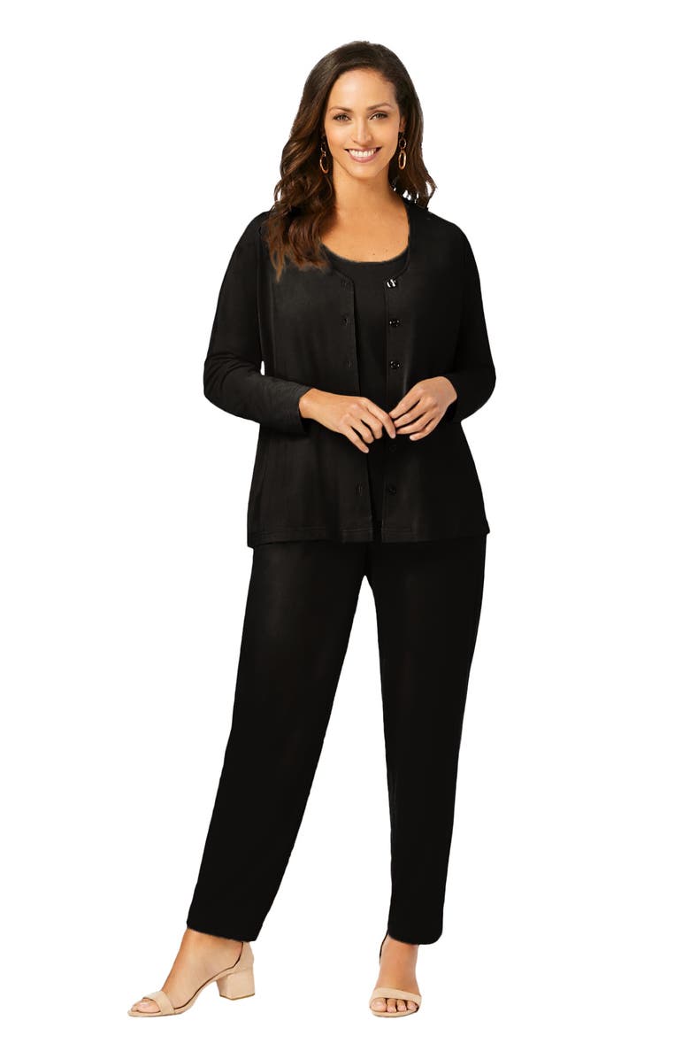 Jessica London 4-Piece Stretch Knit Wardrober, Main, color, Black