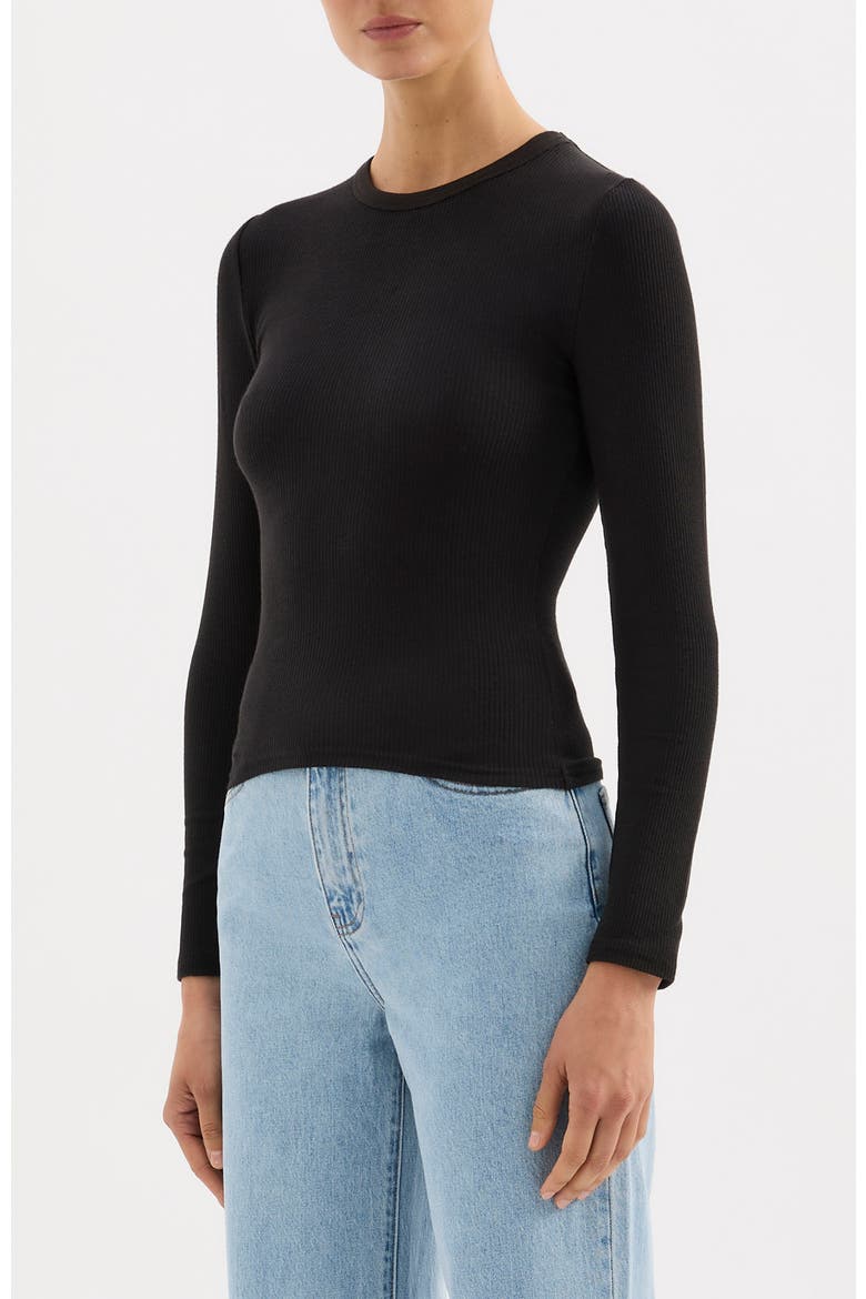 Rib Ls Tee, Alternate, color, Black