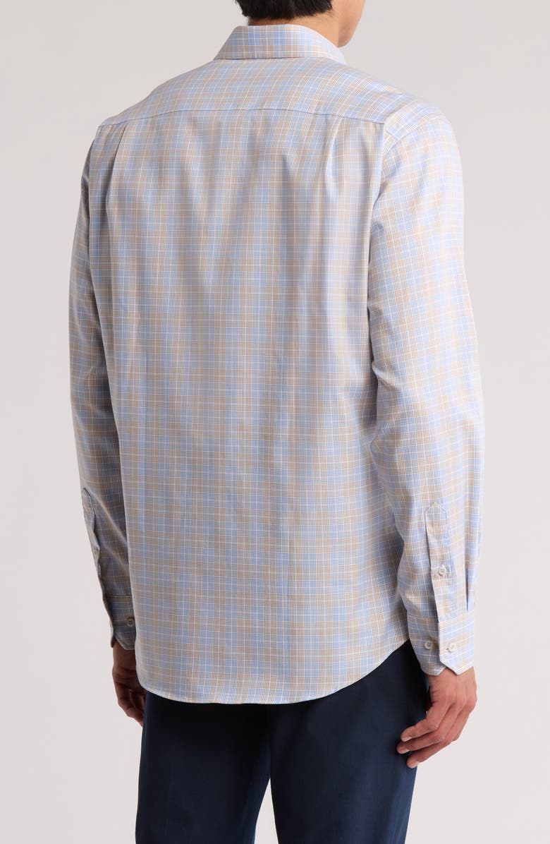David Donahue Plaid Pima Cotton Dobby Shirt, Alternate, color, Sky/ Dune