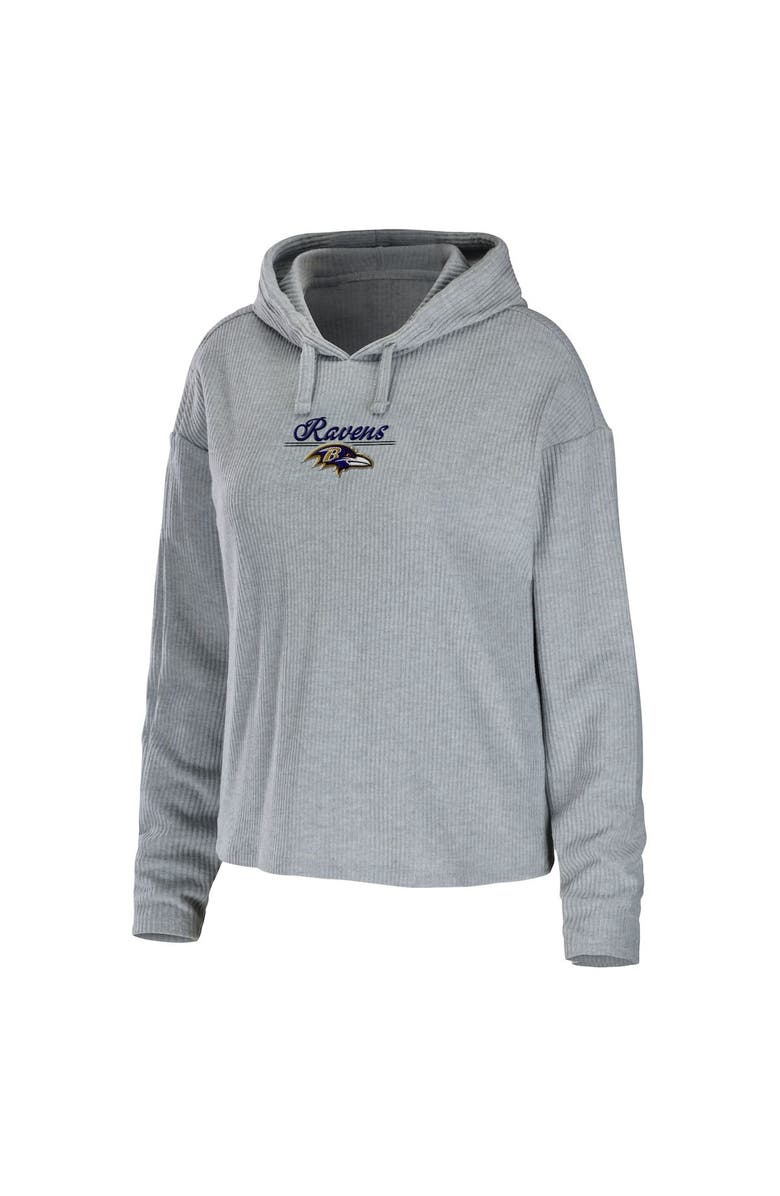 WEAR by Erin Andrews Women's WEAR by Erin Andrews Heathered Gray Baltimore Ravens Pullover Hoodie & Pants Lounge Set, Alternate, color, 