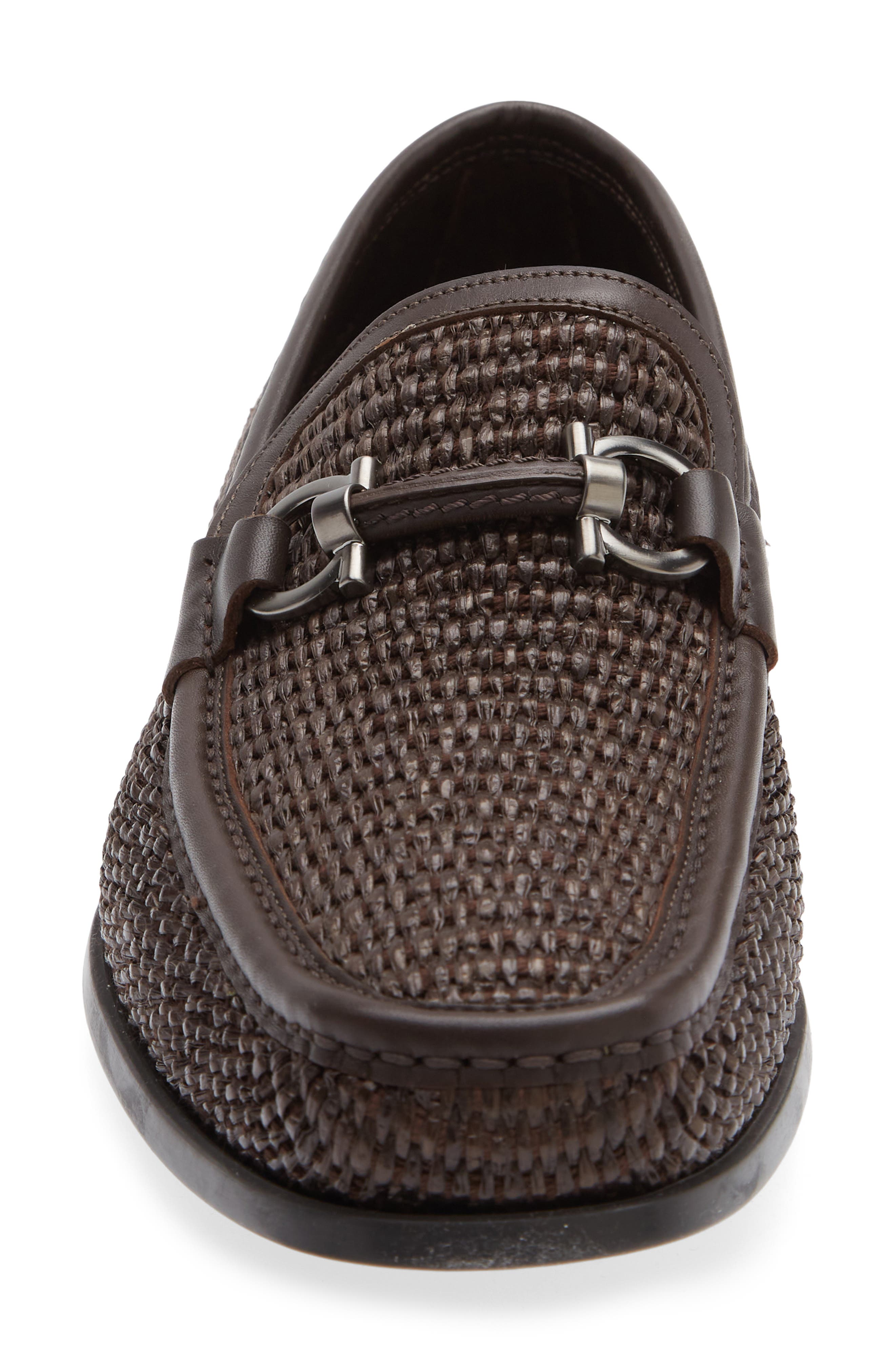 FERRAGAMO Gancini Raffia & Leather Loafer, Alternate, color, T Moro 300 Acc. Nero