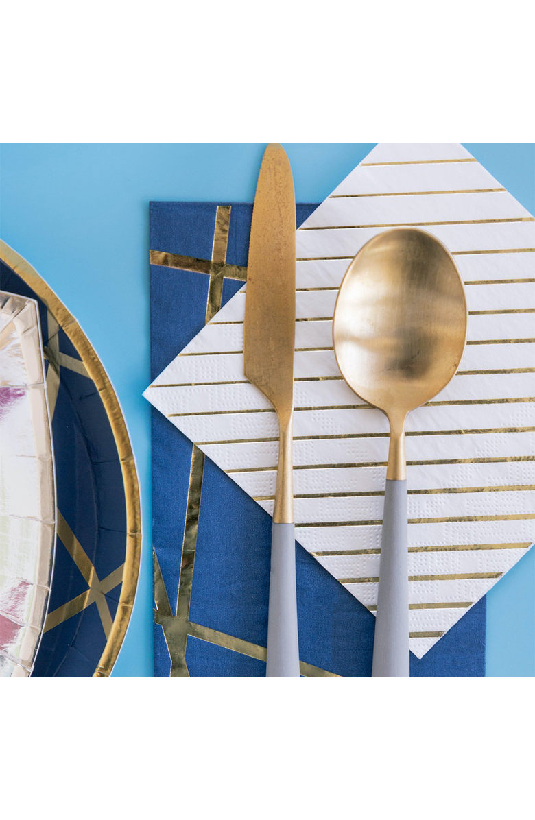 Jollity & Co White & Gold Striped Cocktail Napkins, Alternate, color, Assorted Pre-Pack