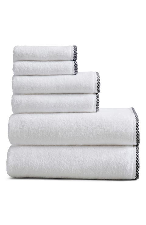 Border Stitch 6-Piece Cotton Towel Set