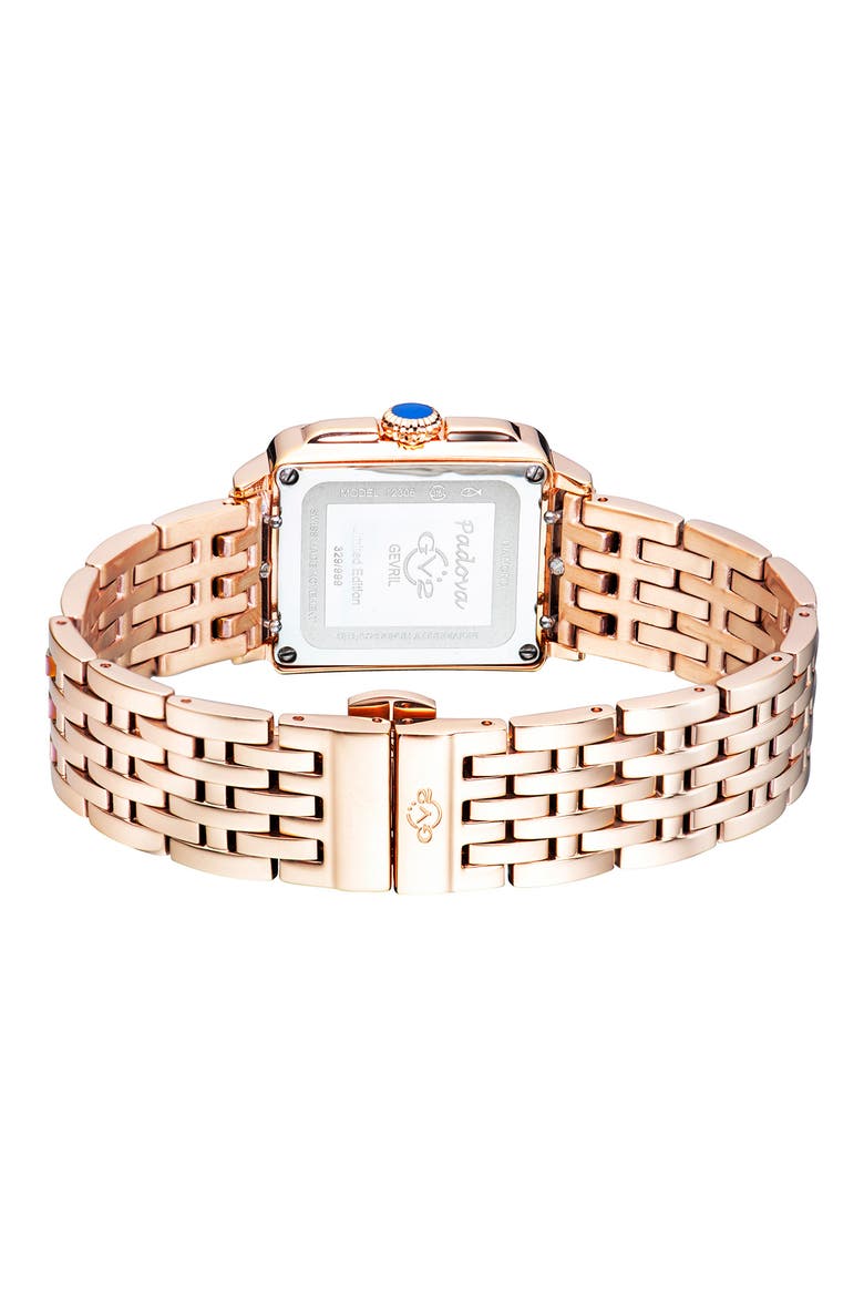 Padova Diamond Swiss Quartz Rectangle Bracelet Watch, 30mm - 0.014ct., Alternate, color, ROSE GOLD