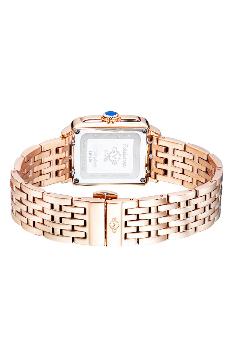 GV2 Padova Diamond Swiss Quartz Rectangle Bracelet Watch, 30mm - 0.014ct., Alternate, color, Rose Gold