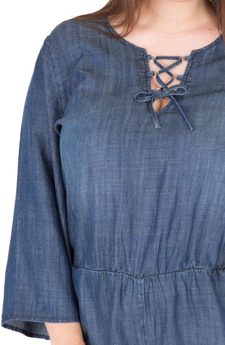 Standards & Practices Bell Sleeve Romper, Alternate, color, Navy