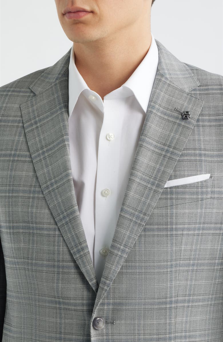 BOSS Hutson Slim Fit Plaid Stretch Sport Coat, Alternate, color, Silvery Grey