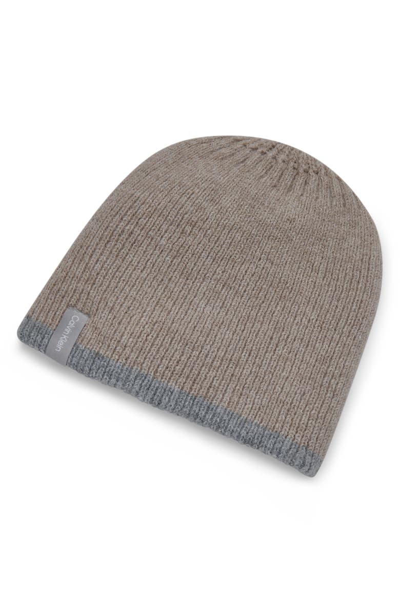 Calvin Klein Reversible Color Pop Beanie, Alternate, color, Heather Mid Grey