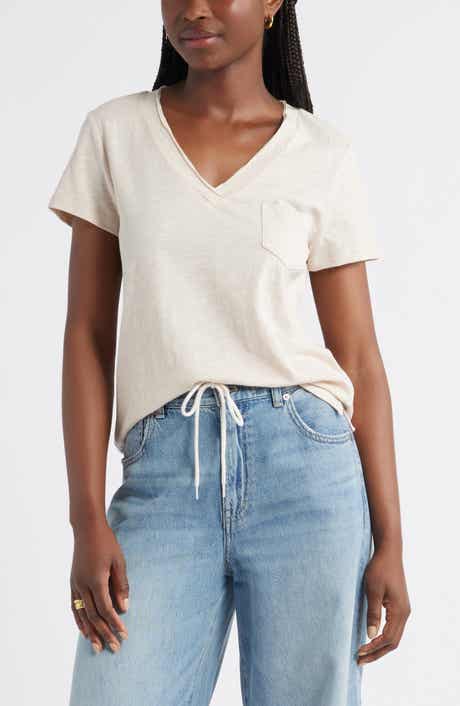 Caslon® Cotton & Modal V-Neck T-Shirt