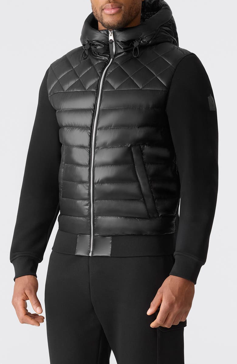 Mackage Fletcher Mixed Media Down Jacket, Main, color, Black