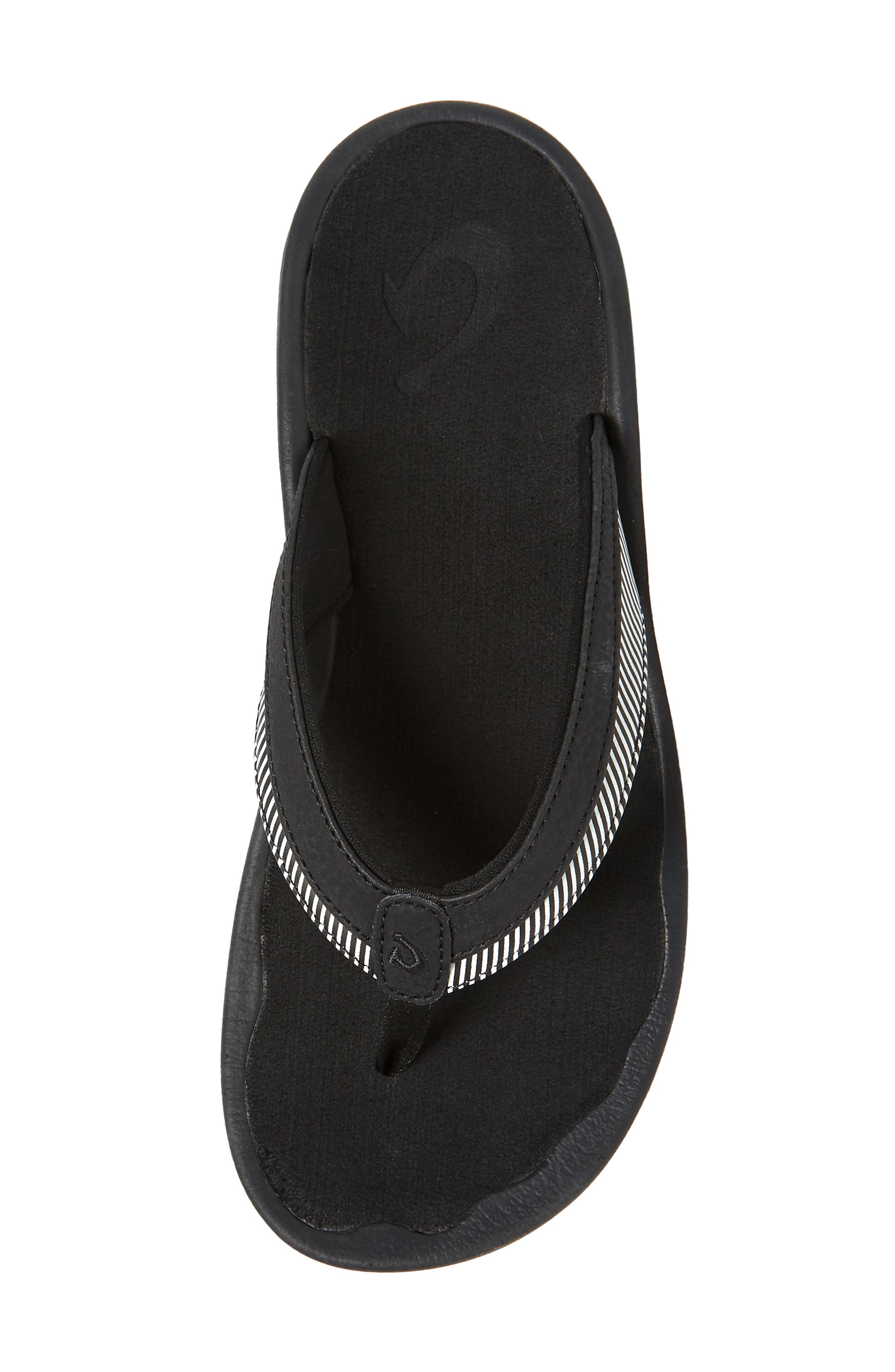 Wehi 'Ohana Flip Flop, Alternate, color, BLACK/ STRIPE FABRIC