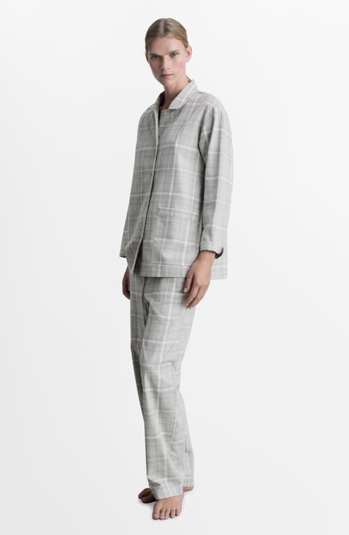 Mango Organic Cotton Flannel Pajama Shirt In Grey