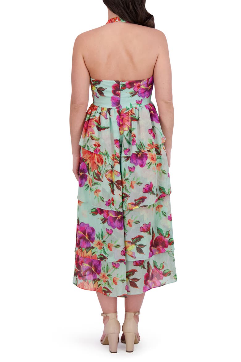 Printed High-Low Chiffon Dress, Alternate, color, MINT MULTI