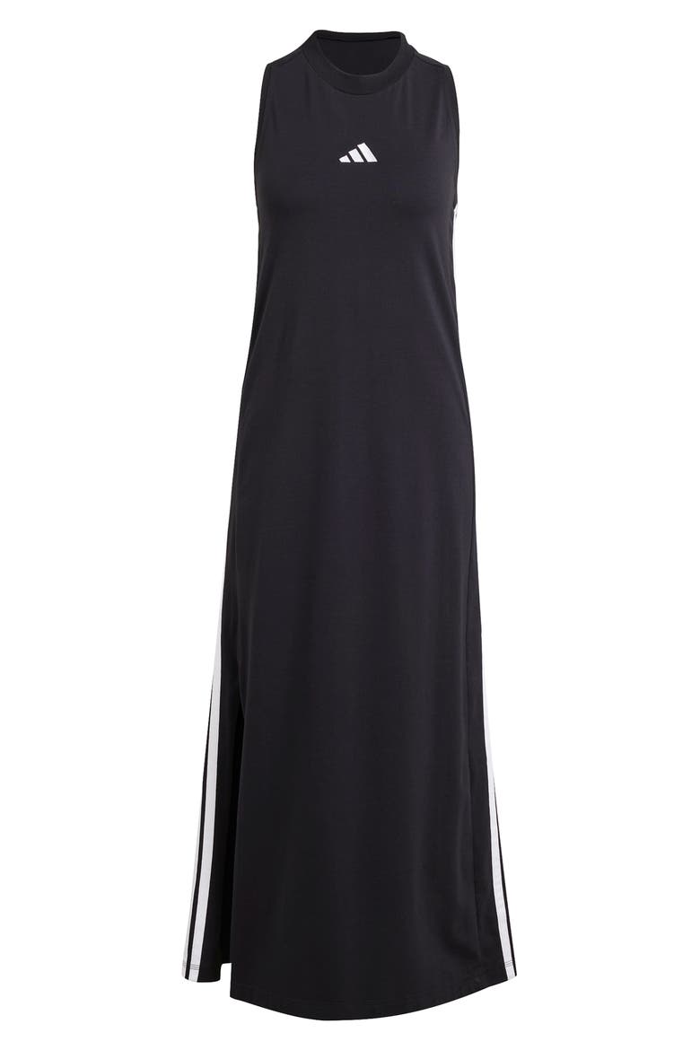 Essentials 3-Stripes Racerback Midi Dress, Alternate, color, BLACK/ WHITE