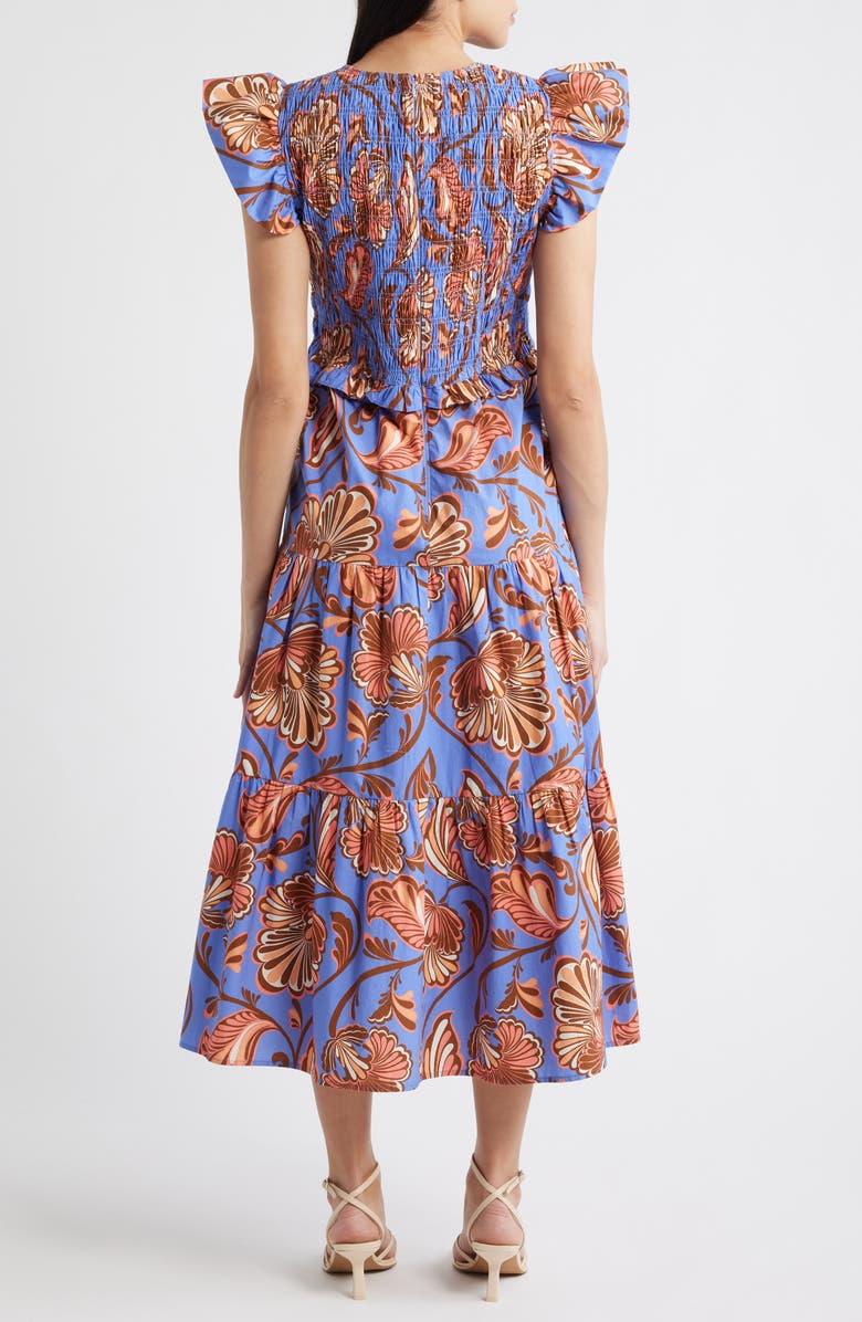 Vince Camuto Smocked Bodice Tiered Maxi Dress, Alternate, color, Pry