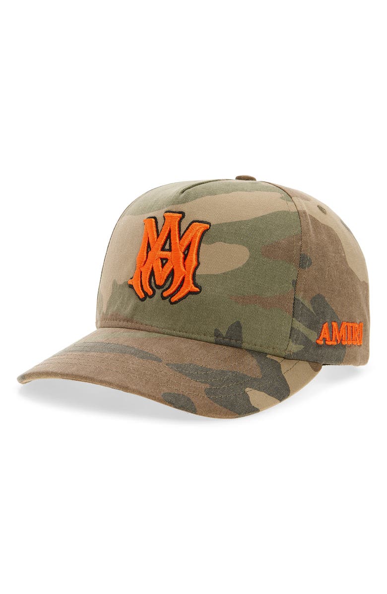AMIRI MA Outline Camo Snapback Ball Cap, Main, color, Camo