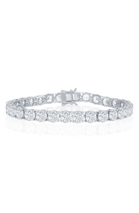 Sterling Silver Round Moissanite Tennis Bracelet