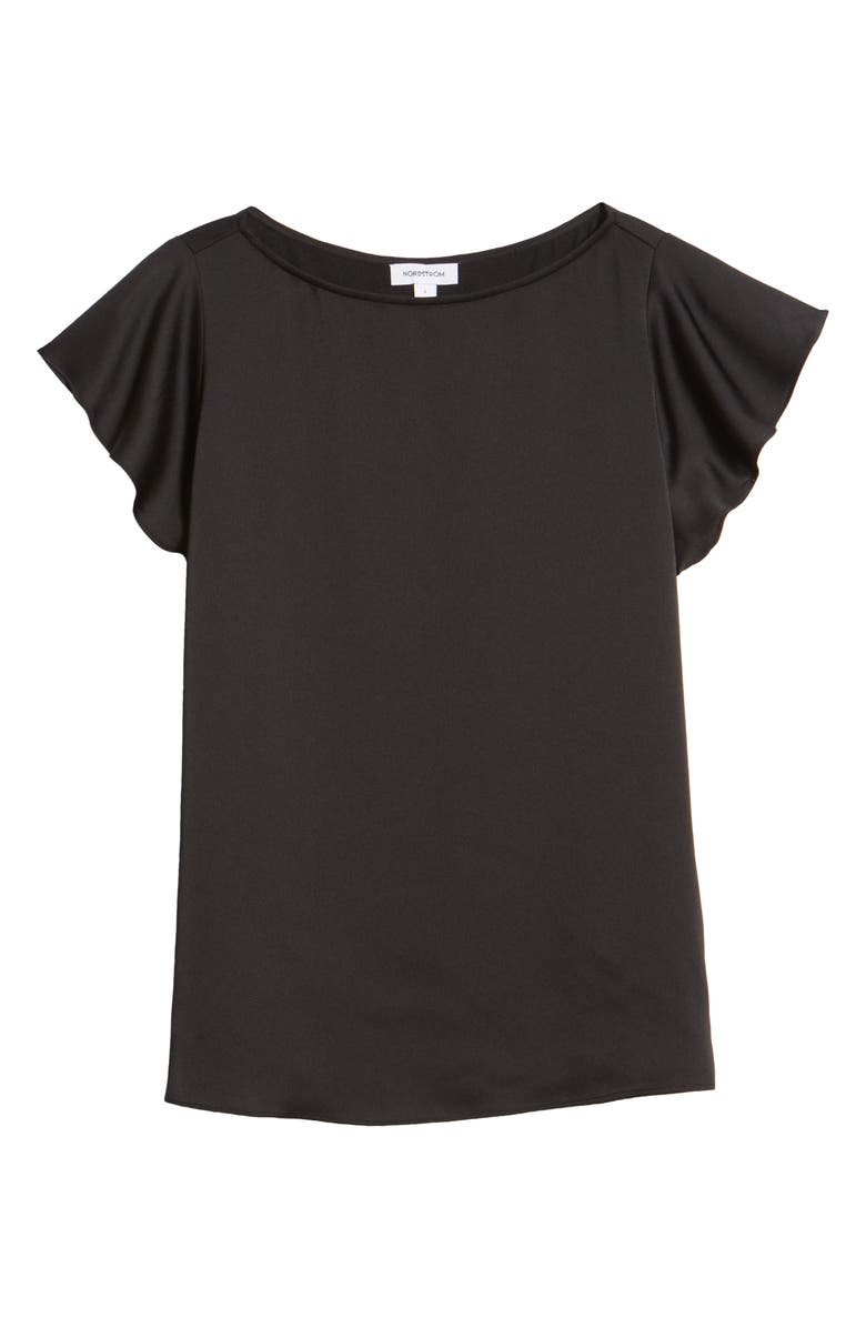 Nordstrom Ruffle Sleeve Recycled Blend Satin Top, Alternate, color, 