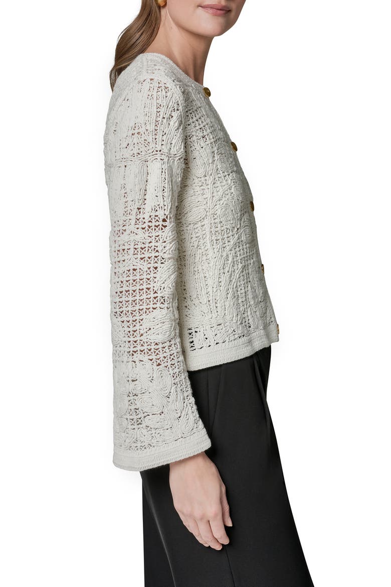 Mixed Stitch Cotton Blend Cardigan, Alternate, color, CREAM