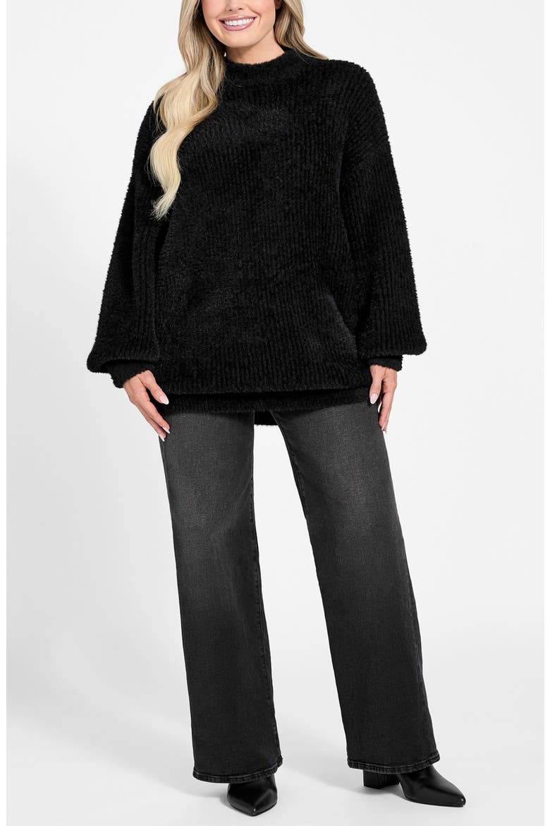 Torri Mock Neck Tunic Sweater, Alternate, color, BLACK-BLACK