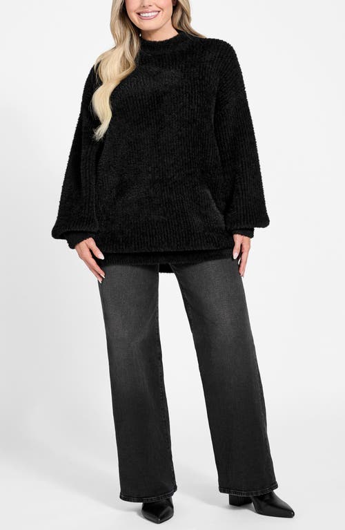 Guess Torri Mock Neck Tunic Sweater In Black