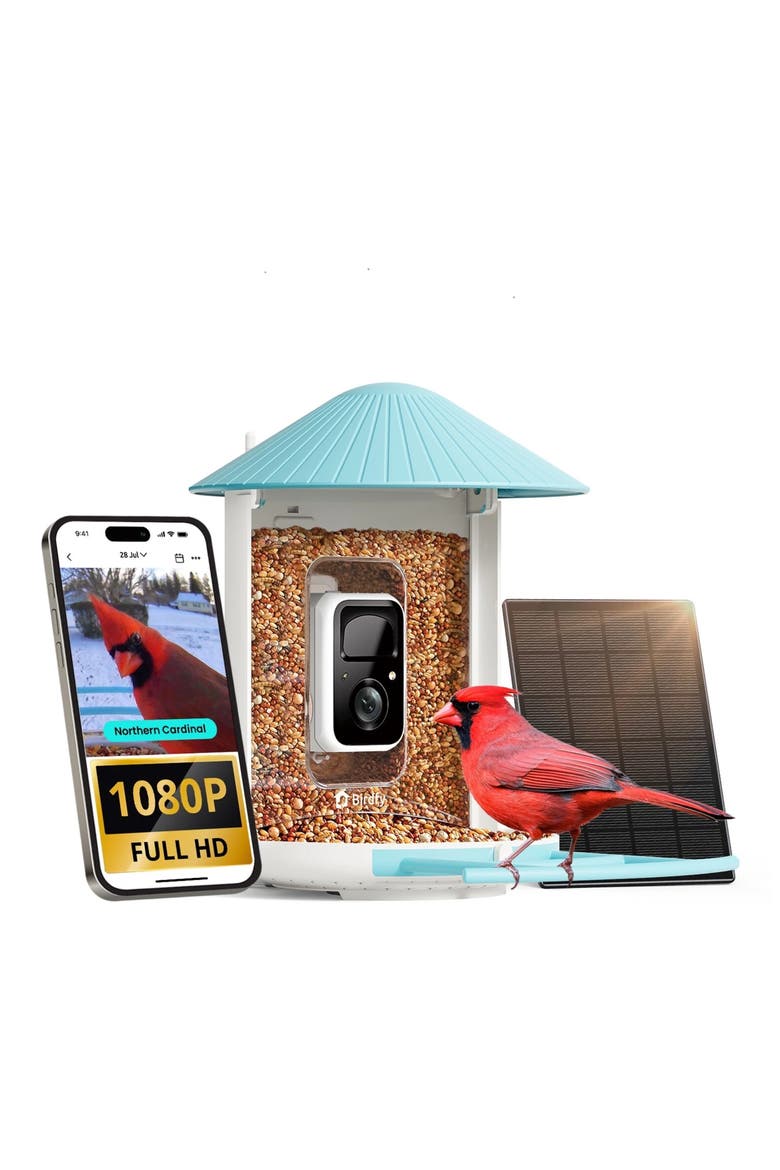 Solar-Powered Smart Bird Feeder with Camera, Alternate, color, BLUE
