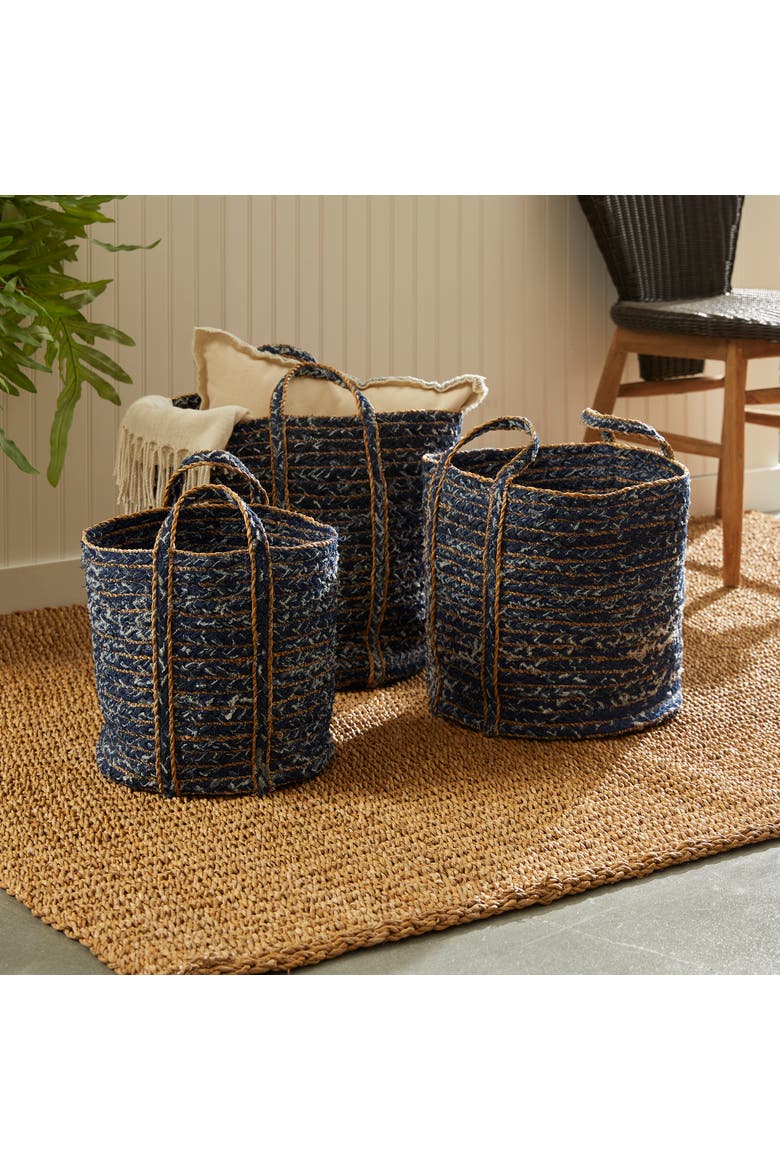 Denim Round Baskets Set of 3, Alternate, color, Blue