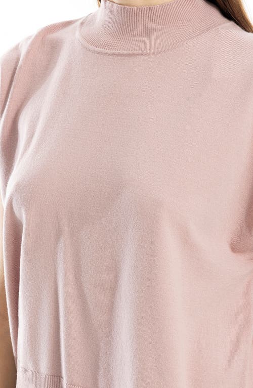 MAX STUDIO MAX STUDIO MOCK NECK FINE GAUGE SHORT SLEEVE SWEATER
